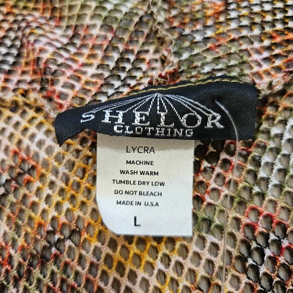 Vtg Shelor Mesh Duster Cardigan Womens L Brown Earthy Boho Cottagecore - Picture 7 of 10